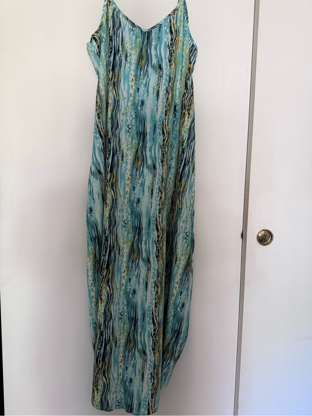 SHEIN Aqua & Teal Striped Wave Maxi Dress